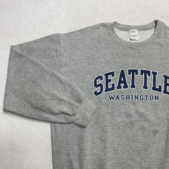 Vintage Seattle Washington Sweatshirt Men's XL Gray Printed Fleece Pullover - Picture 9 of 12